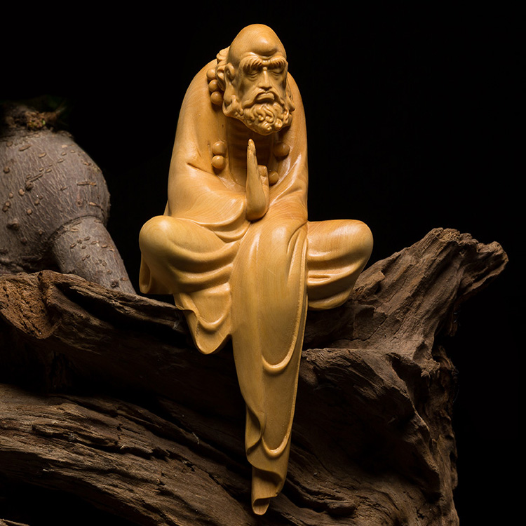 達磨大師の木製仏像 約44cm奥行約30cm - 置物